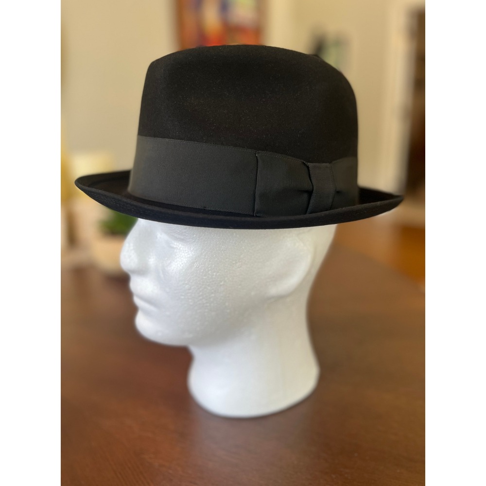 Stetson Royal Fedora Mens 7 1/4 Black Excellent Vintage Fur Felt Dress Hat